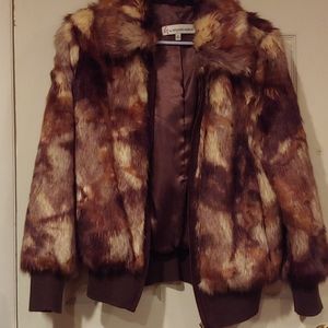 Giuliana Rancic brown faux fur jacket